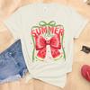 Summer Vibes Watermelon Coquette T-Shirt, Vacation Graphic Tee for Women, Teens