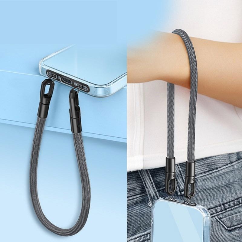 Not Loss Double Hook Phone Lanyard Side Mount Pad Metal Lanyard Clip with Two Rings Corrosion Resistant Clip for Phone