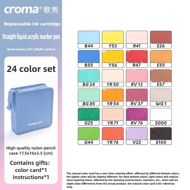 Croma 160/1 Farben Nachfüllbares Direktflüssig-Acrylmarker-Set mit Weicher Spitze, Waschbarer Aquarellpinsel Schulausstattung