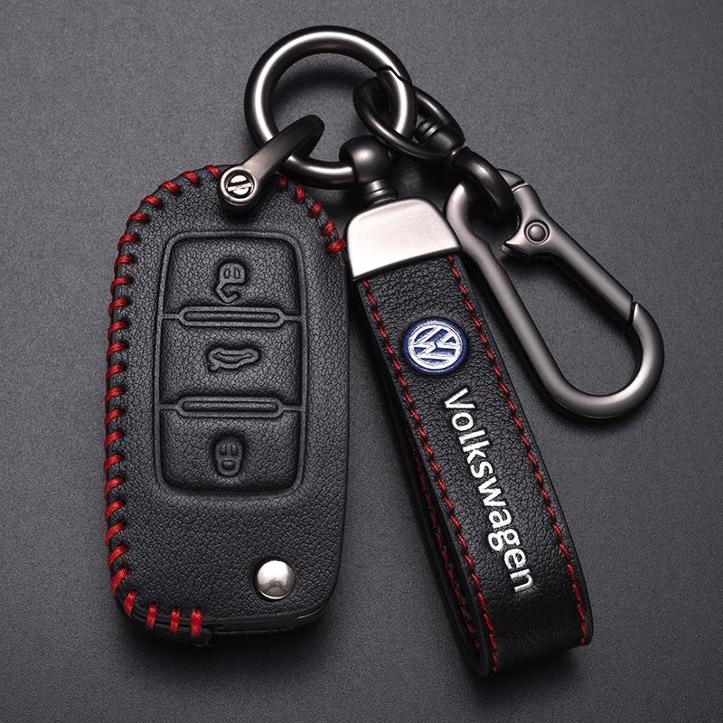 For VOLKSWAGEN VW Leather Car Remote Key Case Cover Protection Holder Shell Fob For VW Volkswagen Golf 7 MK7 Tiguan MK2 Auto Key