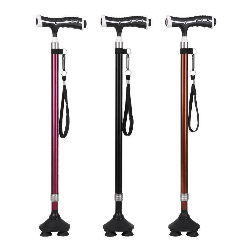 Kodeno Multifunctional Telescopic Walking Cane with Quad Base & LED Light
