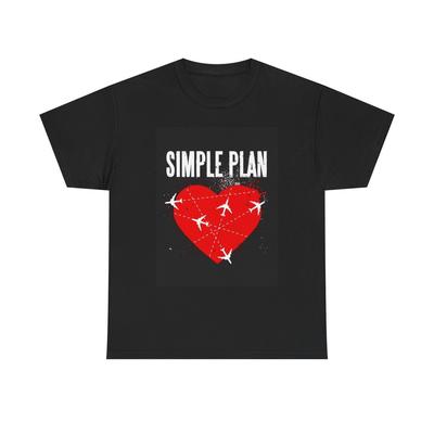 Simple Plan T-shirt Punk Rock Graphic Heart Love Graphic Unisex Heavy Cotton Tee Unisex T-Shirt