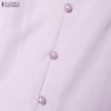 ZANZEA Women Casual V-Neck Solid Color Short Sleeve Midi Dress