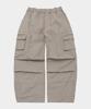 PLACESTUDIOMAN Multi-Pocket Parachute Pintuck Elastic Cotton Cargo String Wide Pants_2 Colors