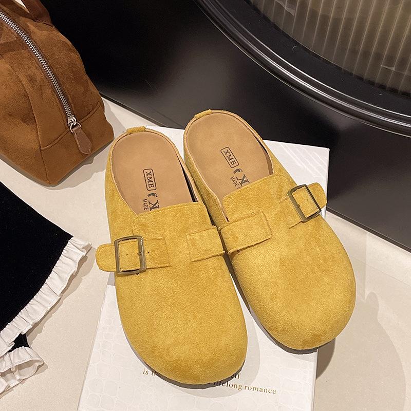[Uncle Shoes] Boken Outer Wear 2025 Spring and Summer Retro Lazy Boken Shoes New Baotou Half Drag Women Increase Height