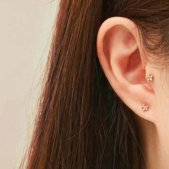 14K Mini Wildflower Piercing Earrings