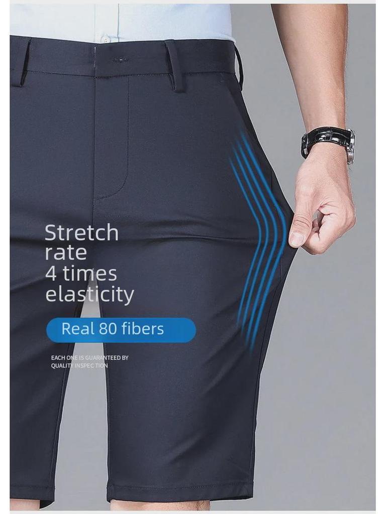 Men's Black Non-Iron Stretch Casual Shorts - All-Season, Anti-Wrinkle, Straight Fit, Sports Style