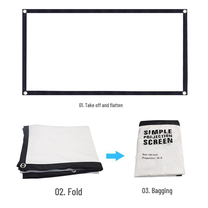 Tragbarer Outdoor-Falt-Projektorleinwand, 100-150 Zoll für Zuhause und Open-Air-Kino
