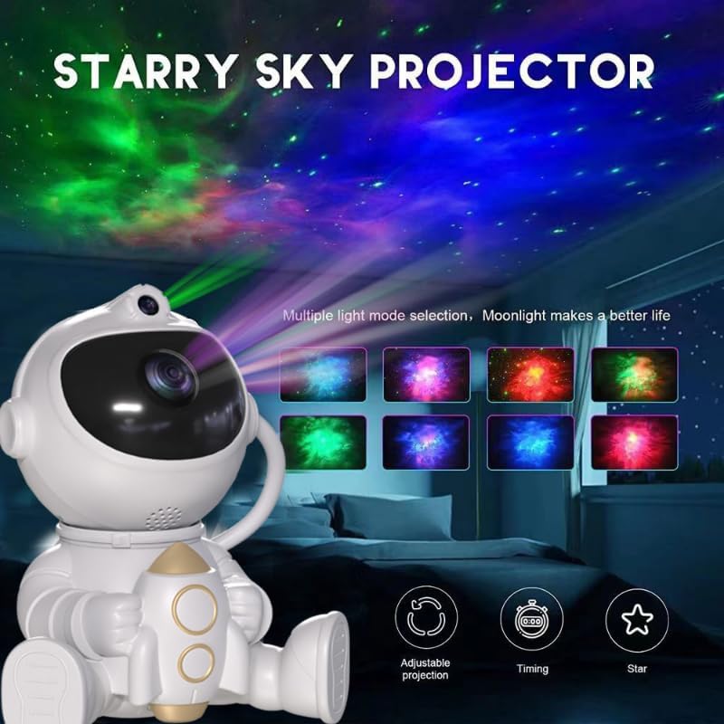 Astronaut Galaxy Projector 8 Color Nebula & Galaxy Night Light, Auto Timer, Remote Control, Portable Space Gift for Boys Girls