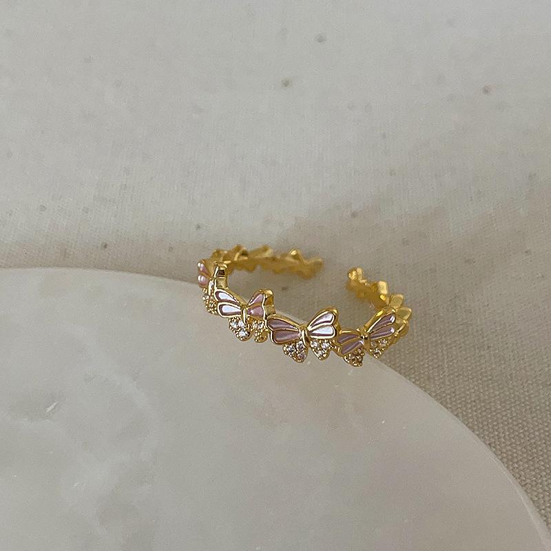 Sweet Butterfly Flower Purple Oil Drop Ring Female Niche Personality High Sense Simple Versatile Fashion Ring Ring