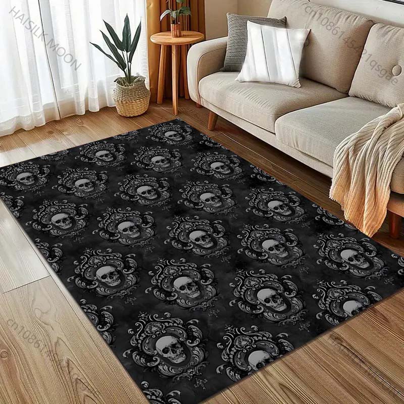 

Ковер с рисунком черепа в стиле ретро для спальни, гостиной, прикроватный, под диван, напольный коврик, современный домашний декор, коврик для зонирования, машинная стирка 40x60cm (16x24in)