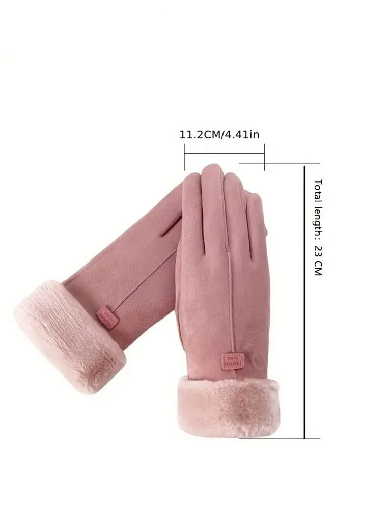 Women Winter Thick Plush Gloves Fashion Warm Suede Outdoor Lady Touchscreen Driving Gloves Sports Cycling Mittens