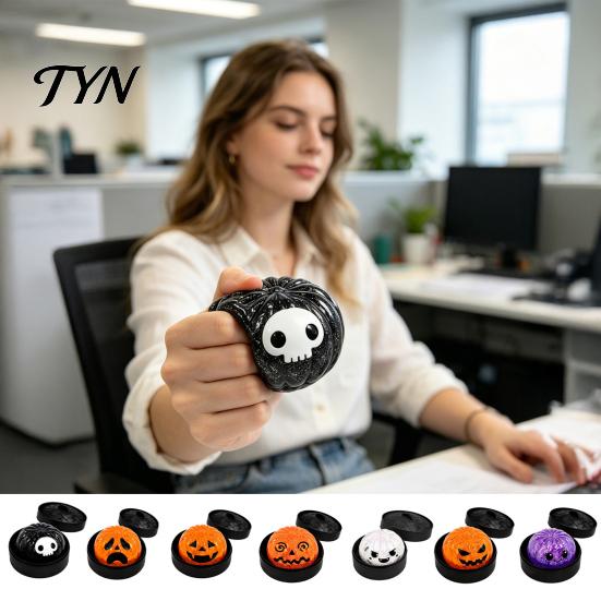 Halloween Classroom Prizes Ghost Bun Stress Ball, Slow Rising Soft TPR Fidget Toy Spooky Sensory for Anxiety Relief, Cute Squeeze in