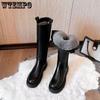 Snow Boots Women's Fur One-piece Warm Fleece Knee-length Boots High Boots Women's Cotton Shoes Leather Boots