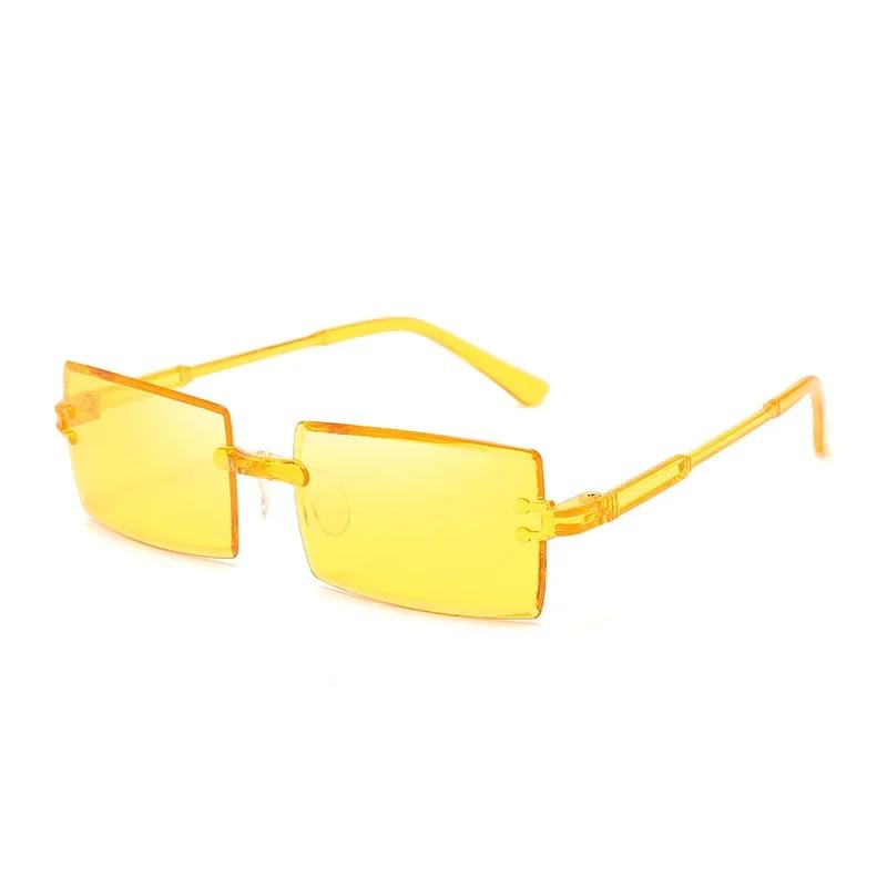 Ultralight Vintage Sunglasses for Women Men Square Rimless Outdoor Sunshades Gradient Candy Color Travel Sun Glasses for Female