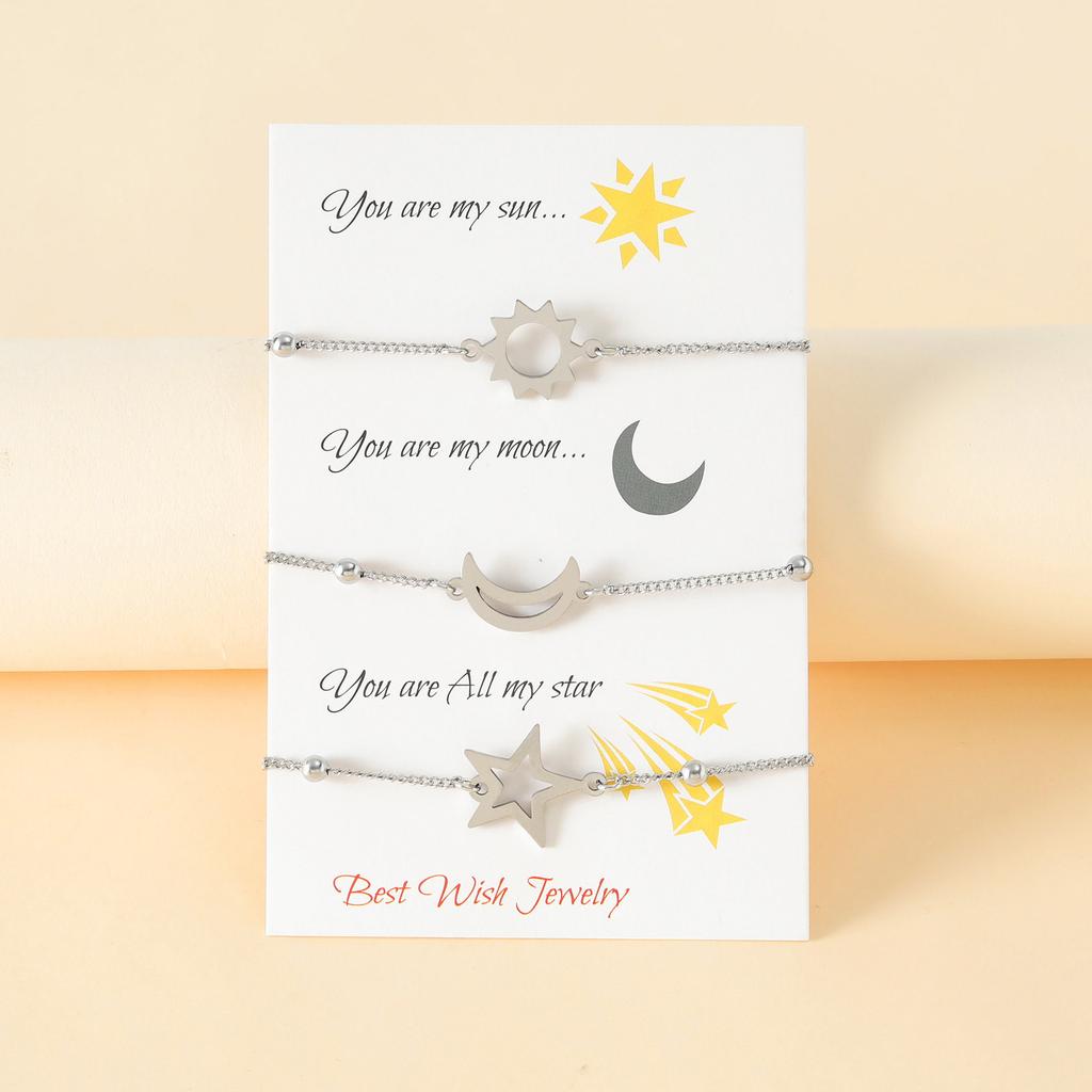Für Sonne Mond Stern Freundschaft Passende Armbänder Distanzbeziehungsarmbänder für Freunde Ihn Sie Mutter Tochter Geschenk