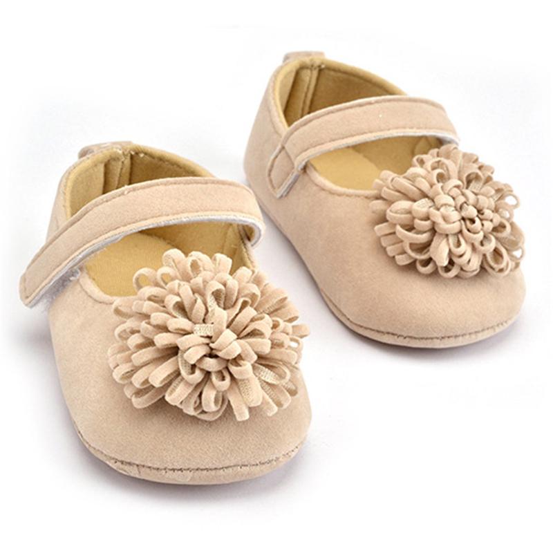 Newborn Baby Prewalker Anti-slip Shoes Footwear Classic Princess Girl Crib Mary Jane Big Flower Shoe