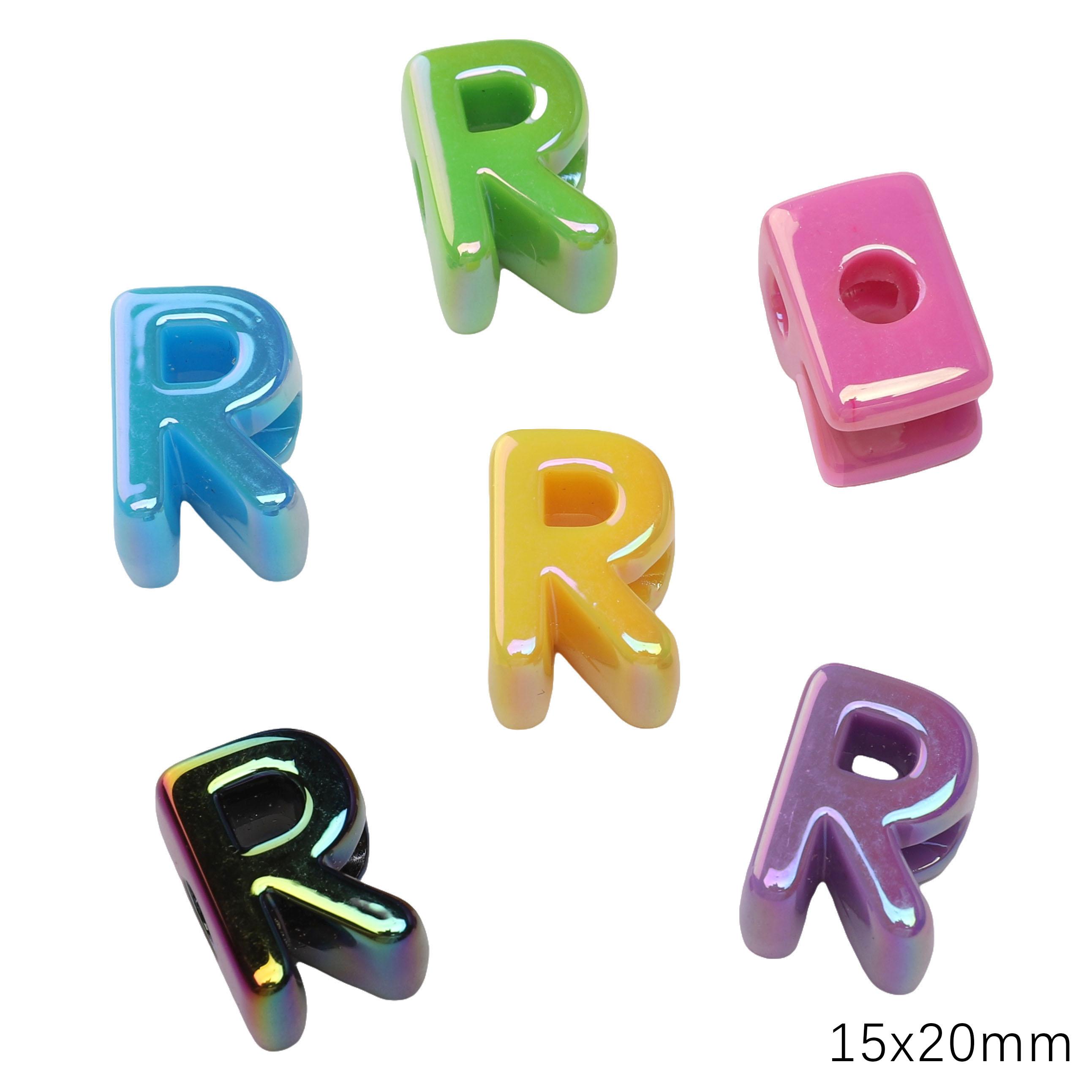 

5 шт. Акриловые радужные ракушки Бусины с большими отверстиями и буквами Аксессуары для изготовления ювелирных изделий R 15×20mm