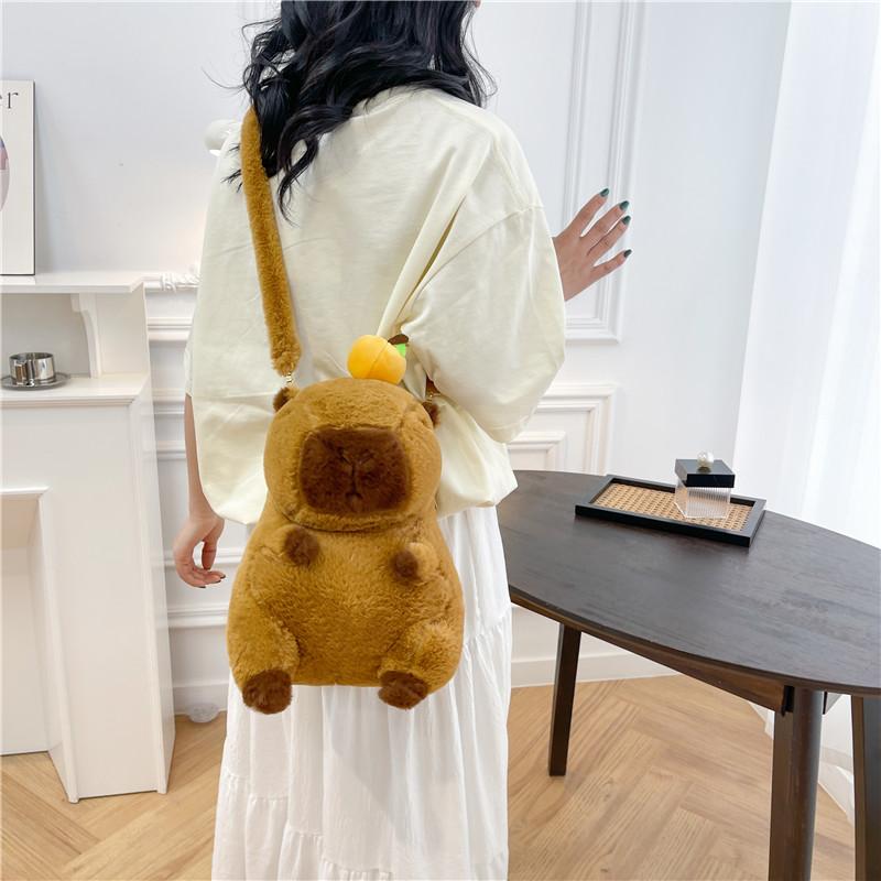 Cute Soft Plush Capybara Backpack Girl Fashionable Crossbody Bag for Women Kawaii Shoulder Bag for Children Gifts for Girlfriend