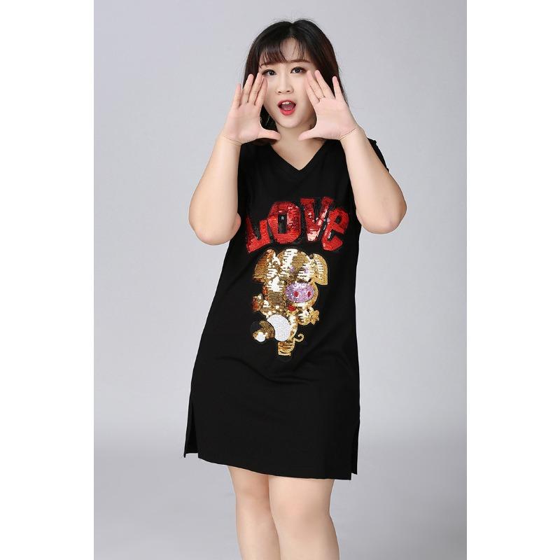 

Платья женские больших размеров с V-образным вырезом и короткими рукавами, футболка-платье 7XL