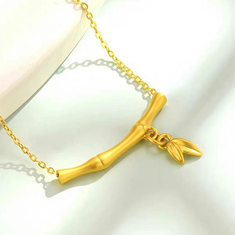 Ancient gold crafts Bamboo Necklace Fashion Design Light Luxury Simple Style choker Pendant for women Party Jewelry Gift