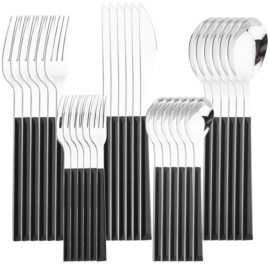 30Pcs Cutlery Set Stainless Steel Imitation Marble Flatware Fork Spoon Knife Dinner Kitchen Dinnerware Silverware Tableware Set