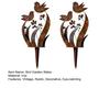 2 Stück Vogel und Wildblume Metall Gartenstecker Vintage Rost Außenpflanzenstecker Dekorative Hofkunst für Terrasse Rasen Veranda Dekoration