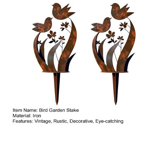 2 Stück Vogel und Wildblume Metall Gartenstecker Vintage Rost Außenpflanzenstecker Dekorative Hofkunst für Terrasse Rasen Veranda Dekoration