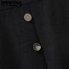 Elegant Black Single Row Button Elastic High Waist A Line Knitted Half-body Skirt Female Irregular Hem Mesh Splicing Package Hip Skirt