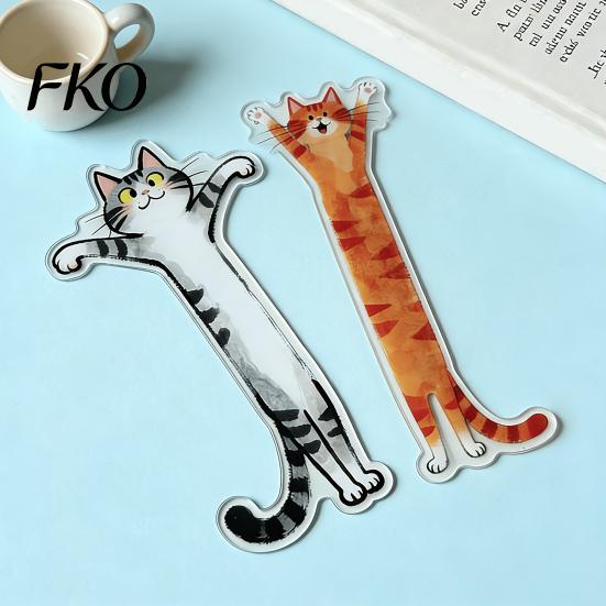Cat Design Bookmark 5Pcs Acrylic Long Bookmark, Book Mark for Reading Women & Waterproof Men, Decorative Kitten Page Marker, Gifts Readers Lovers