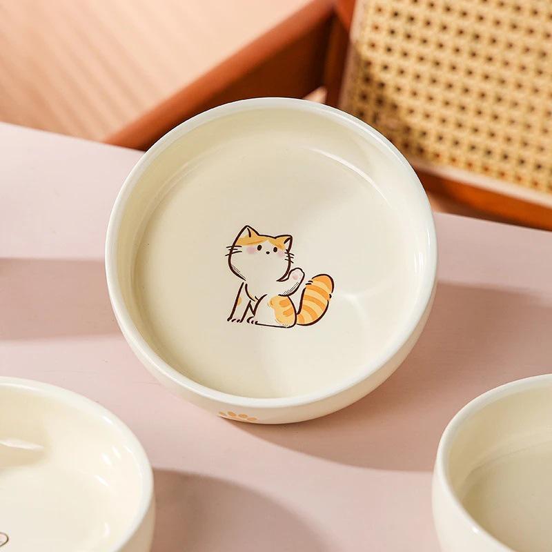 Rabat dla nowych przybyszów: Urocza ceramiczna miska dla kota i psa zapobiegająca przewracaniu - Konstrukcja zapobiegająca czarnemu podbródkowi