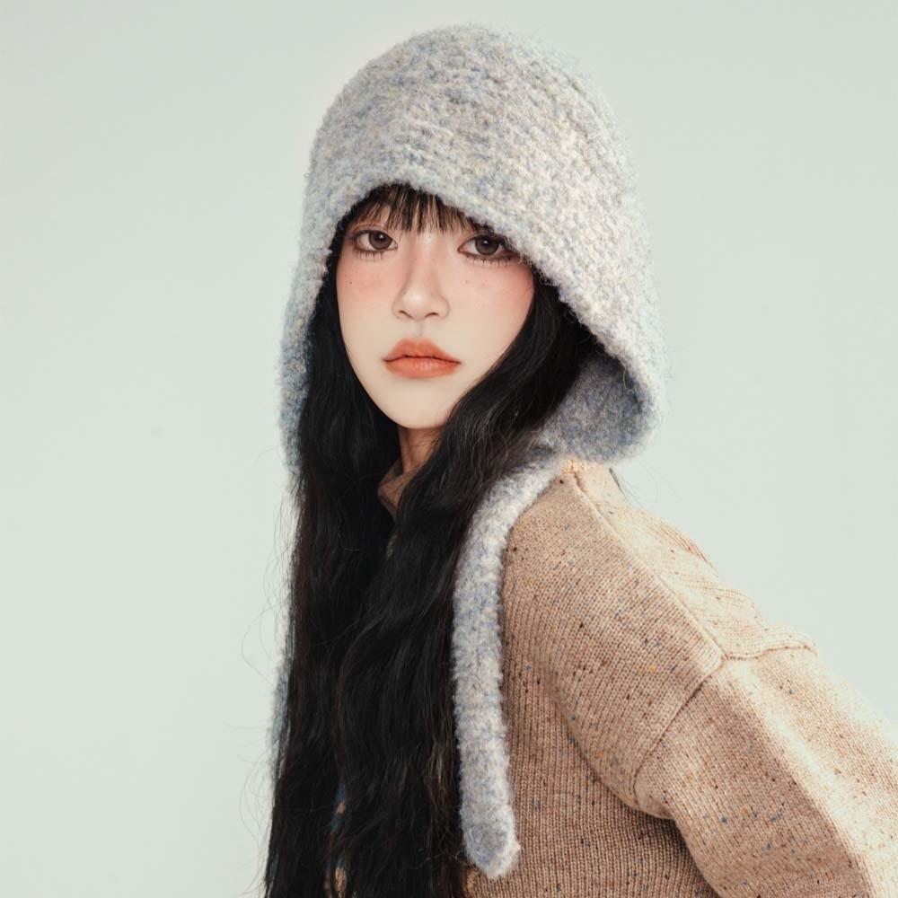 Double Side Knitted Hooded Cap Acrylic Fibers Winter Neckerchief Hat  School