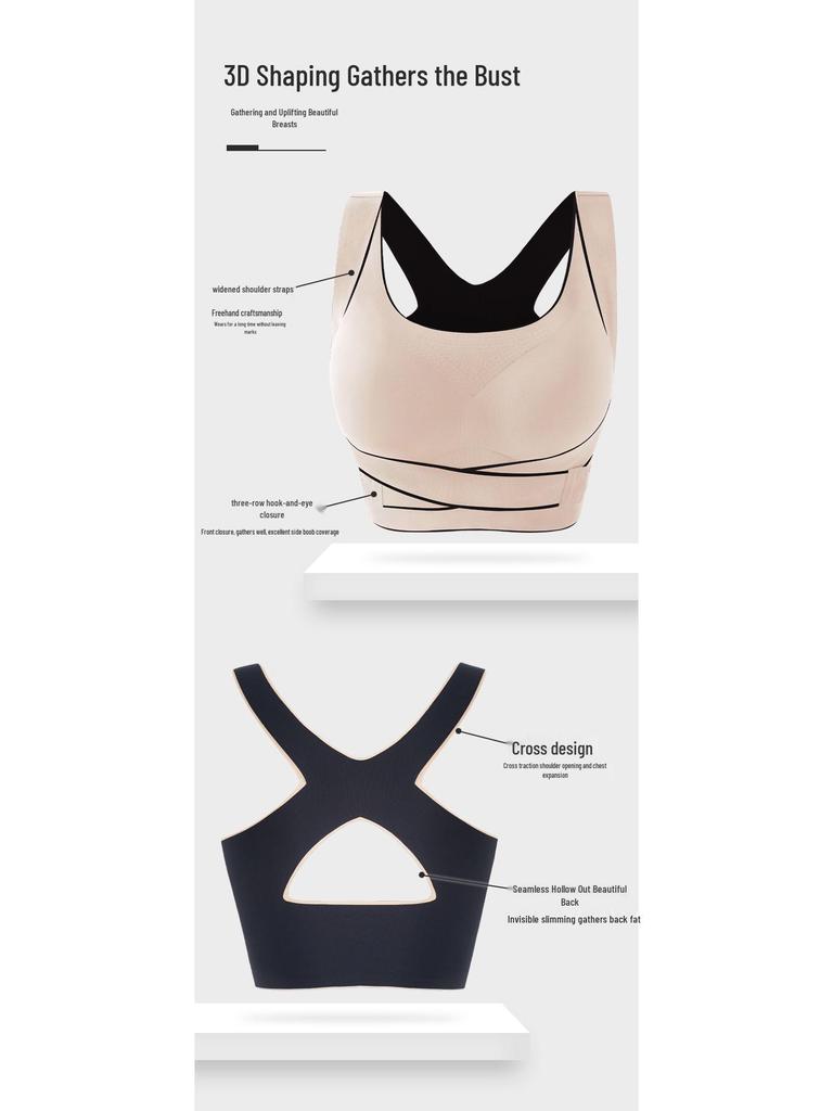 Stoßfester trägerloser Sport-BH: Übergröße, Bügellos, Anti-Hängebrust, Schönes Rückendesign