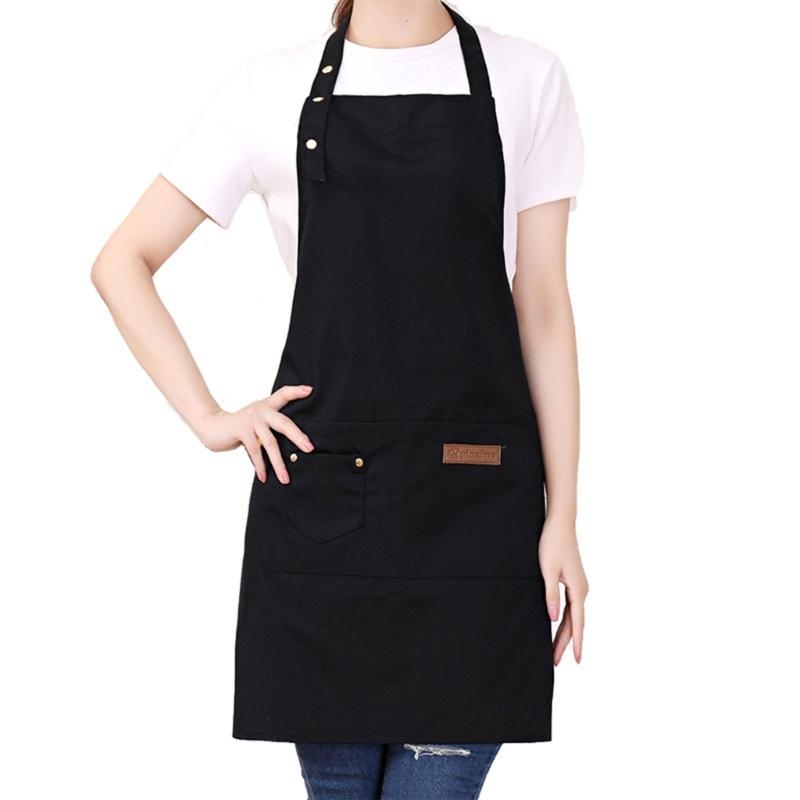 Oil Resistant Kitchen Apron With Triple Adjustable Button Easy Clean Waterproof Polyester