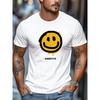 European Size Comfortable and Versatile, Simple and Stylish, Men's Yellow Joyful Face Pattern Summer Casual Crew Neck Short Sleeve T-shirt