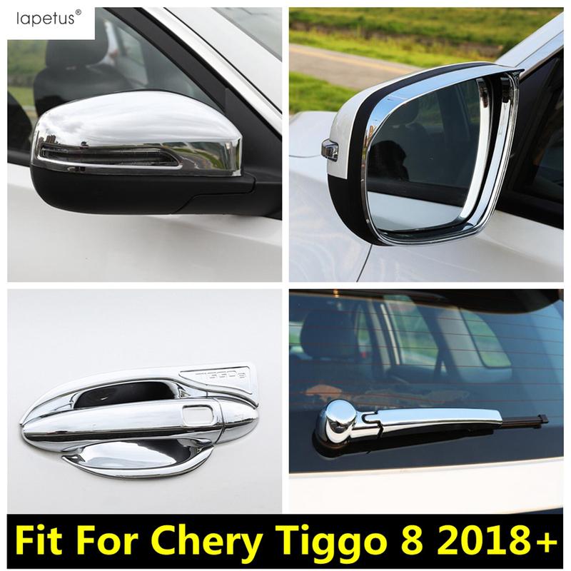 Rear Window Wiper / Door Handle Bowl / Rearview Mirror Rain Eyebrow Caps Cover Trim Accessories For Chery Tiggo 8 2018 -