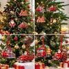 Holiday Party Supplies 12/24/36Pcs Christmas Wooden Ornaments, Santa Claus Red Truck Hanging Decorations with Rope, Indoor Festive Ornaments Xmas Tree