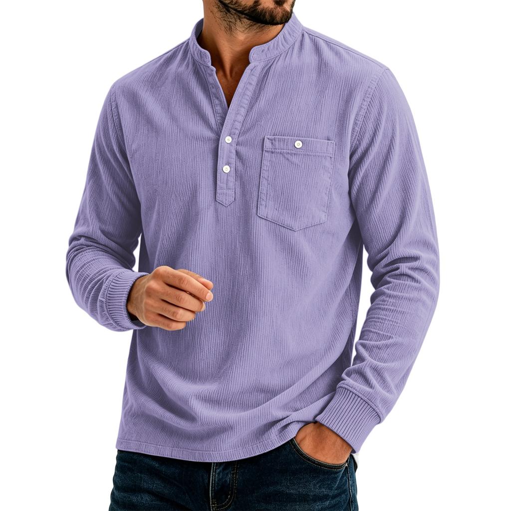 Top casual da uomo a tinta unita, vestibilità larga, con tasche