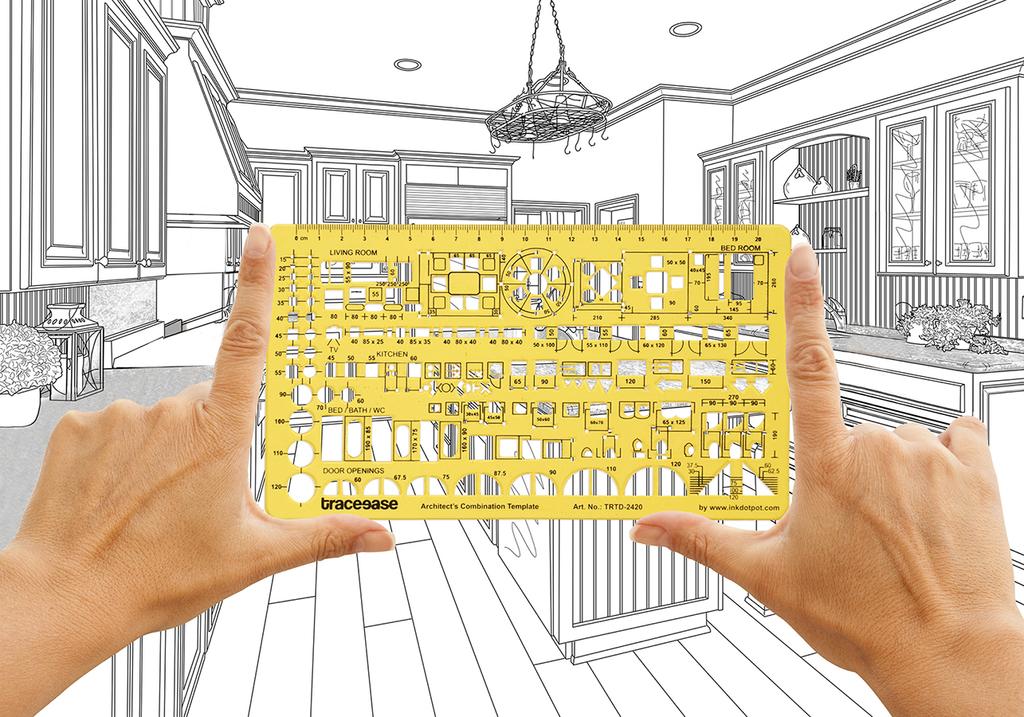 Traceease 6 Pieces, House Plan- Interior Design & Furniture Templates For Kitchen Bed Bath- Drafting Tools- Architecture