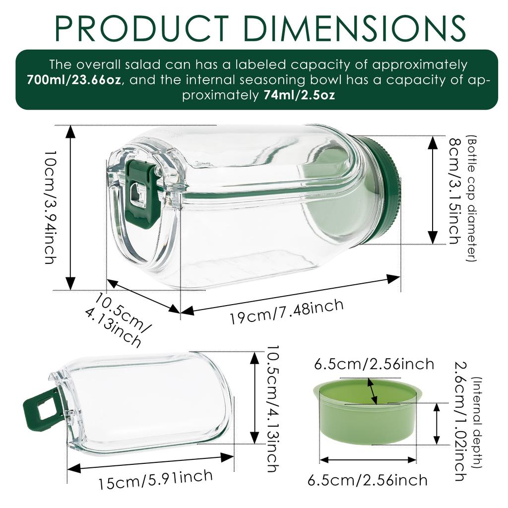 Salatbecher Seitlich öffnender Deckel Schichtweise Tragbarer Salatbehälter Lunchbox Auslaufsicher Hält frisch Lebensmittelbehälter Transparent
