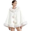 Autumn And Winter New Imitation Mink Fur Collar Shawl Cape Solid Color Wool Ball Cardigan Cheongsam Outer Cloak Jacket For Women