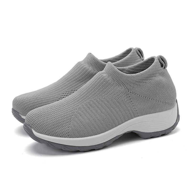 Spring and Summer New Lazy Shoes Women's and Women's Thick-soled Heightening Sports Shoes Mesh Breathable and Lightweight Running Shoes