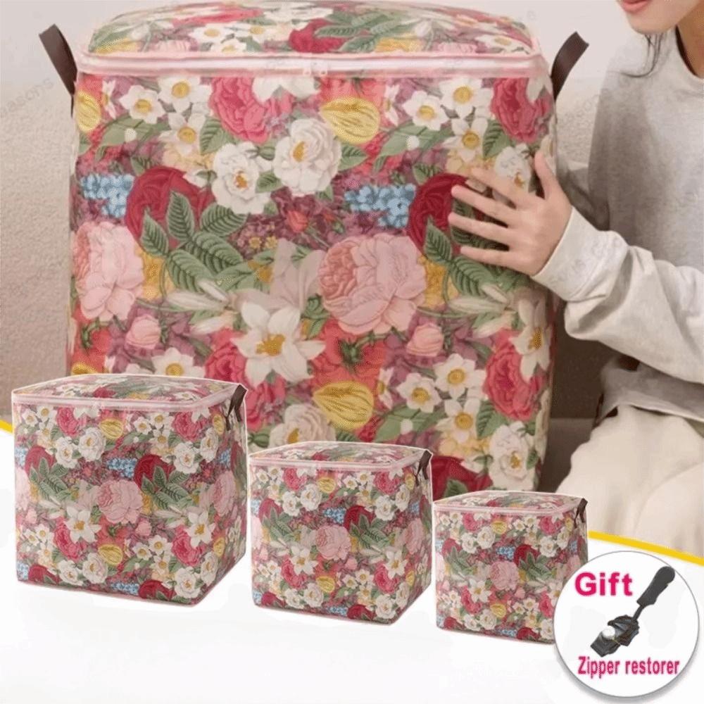 Waterproof Flower Quilt Storage Bag Large Capacity Moving Packing Bag Home Organization