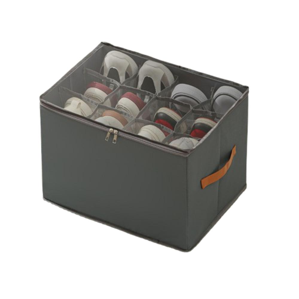 Пылезащитный 12-сеточный ящик для хранения обуви Водонепроницаемая одежда Джинсы Ящик для хранения кроссовок серый 1330₽