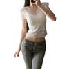Women's Slim-Fit Lace Tank Top with Bra Pads, Cut-Out Back, Wide Shoulders, Spring/Summer Wear