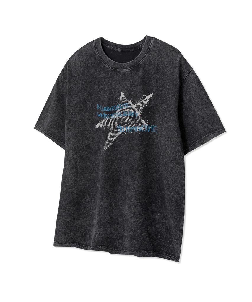 STANDARDERROR 87-Stan332 Galaxy Glitch Star Crack Pigment Short Sleeve T-Shirt (4 Colors)