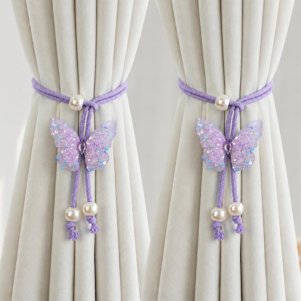 Decorative Flower Curtain Tiebacks, Adjustable Rope Curtain Straps for Sheer Curtains, Rustic Window Decor