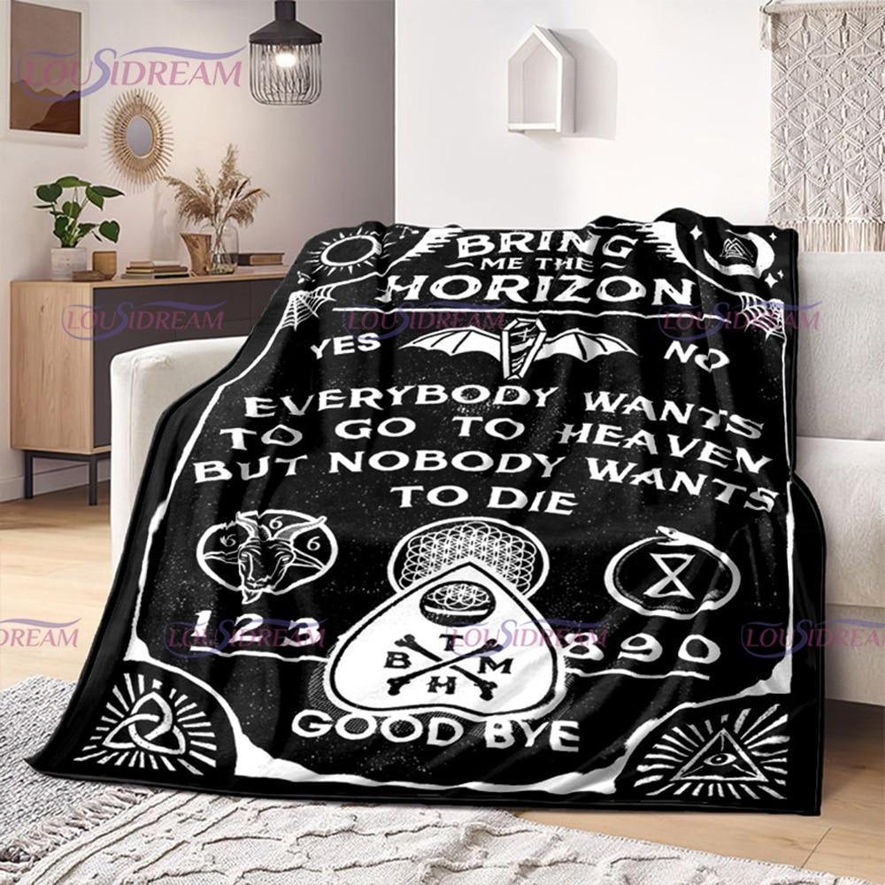 Ouija Board Witchcraft Blanket with Hands Satan Occultism Flannel Blanket Sun Moon Supplies for Altar Gothic Blankets Decor Gift