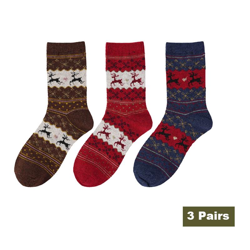 

3 пары зимних теплых носков женских мягких женских нескользящих напольных тапочек короткие носки удобные с оленями рождественский подарок One Size