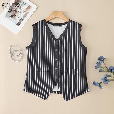 Damen Freizeit V-Ausschnitt Ärmellose Gestreifte Tanktops
